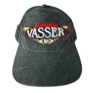 Jimmy Vasser Nascar Racing Vintage 90's Strap Back Hat Cap in Washed Black OSFA